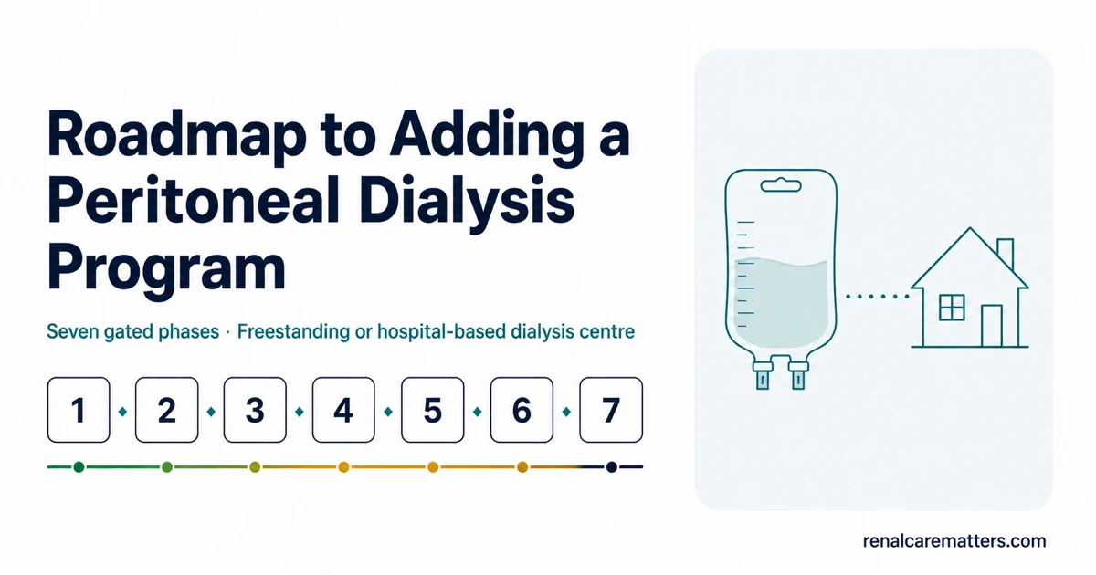 Roadmap to adding a peritoneal dialysis program — seven gated phases from mandate to scale, for administrators and clinicians