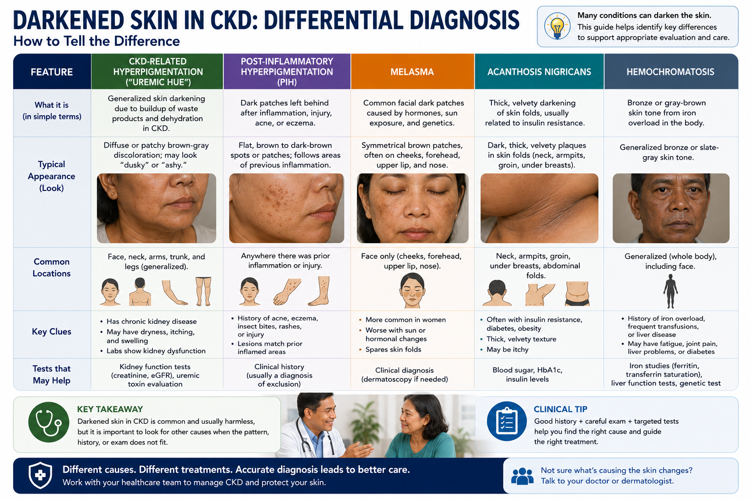 Differential diagnosis of skin darkening in the dialysis patient — clinical reference by W Rivero, MD