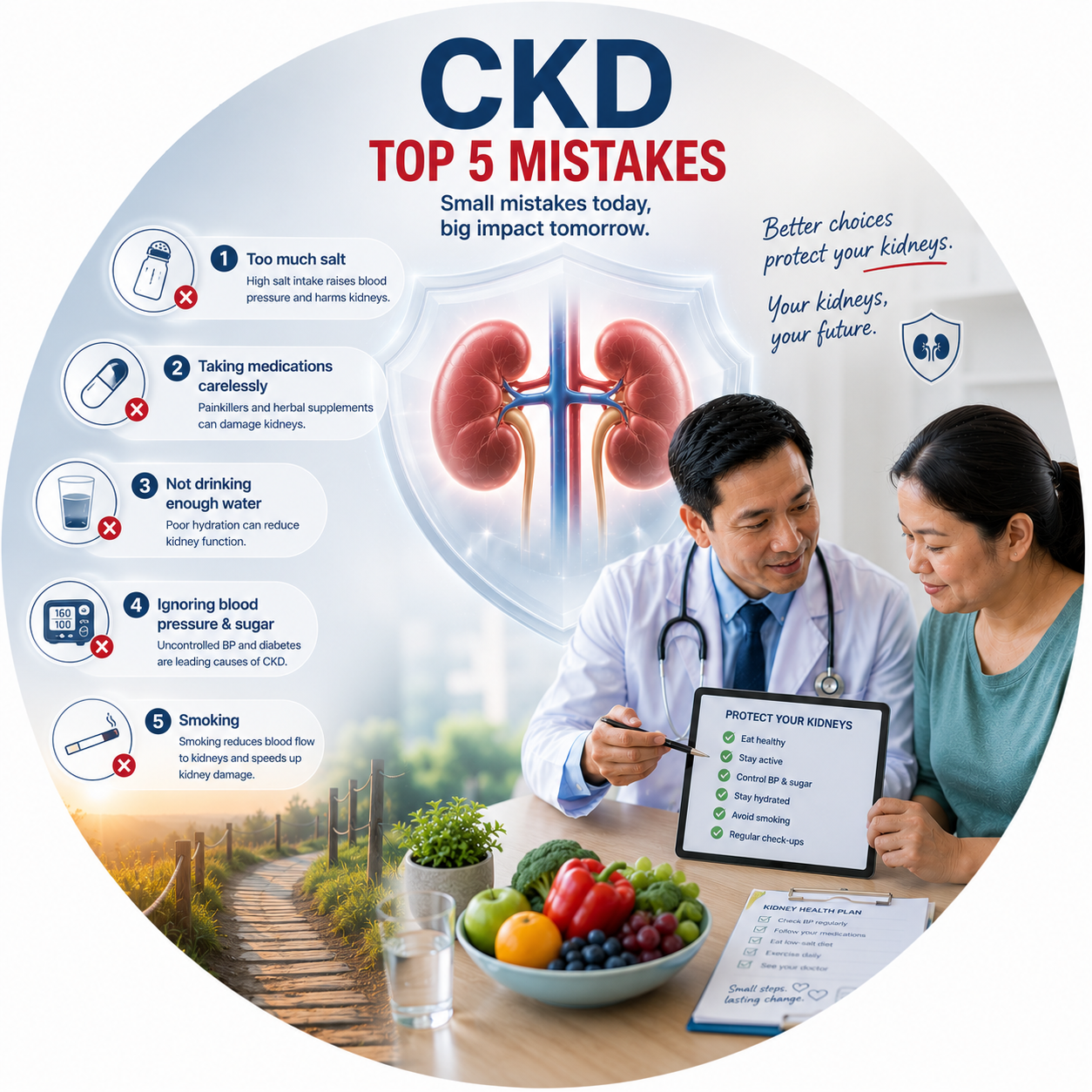 Filipino nephrologist gently counseling a patient