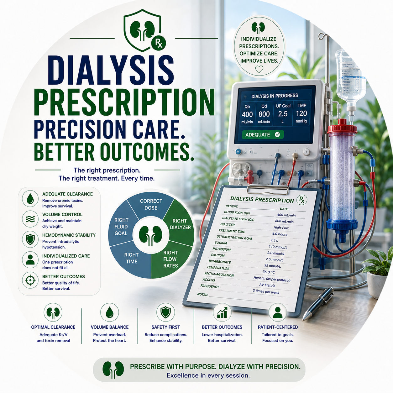 Circular vignette hero illustration for the dialysis prescription guide.