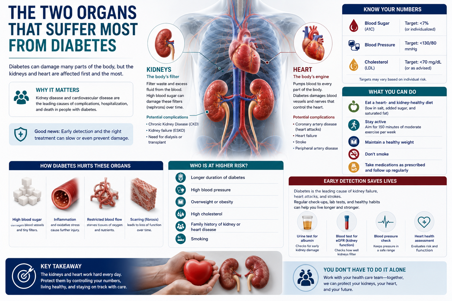 DKD management algorithm — KDIGO 2024 and ADA 2025 visual abstract for clinicians