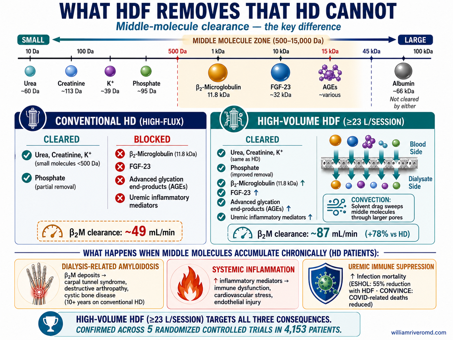 Comparison of toxin clearance in hemodialysis vs hemodiafiltration: small molecules, middle molecules, β2-microglobulin, FGF-23, uremic toxins