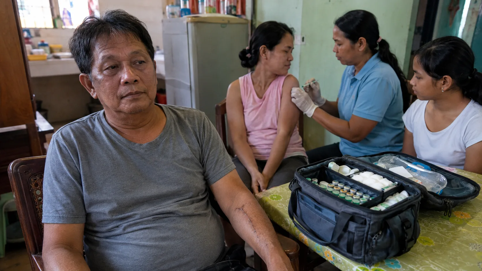 Illustration of household cocooning strategy for CKD patients in multi-generational Filipino households