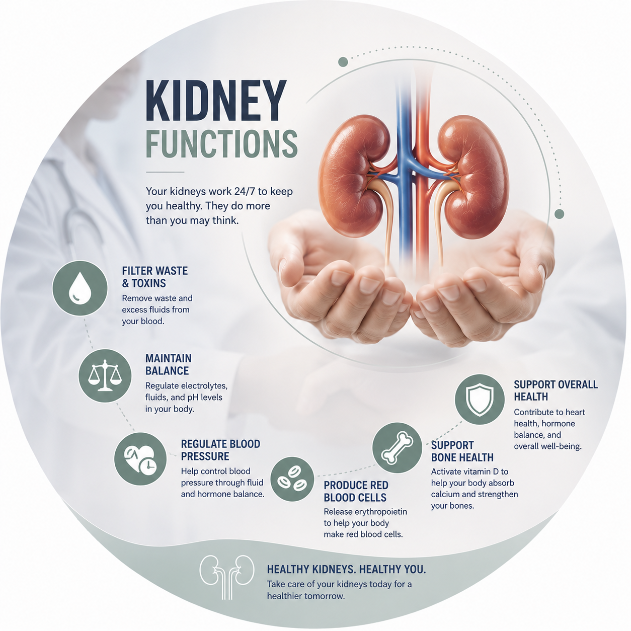 3D illustration of a healthy pair of human kidneys