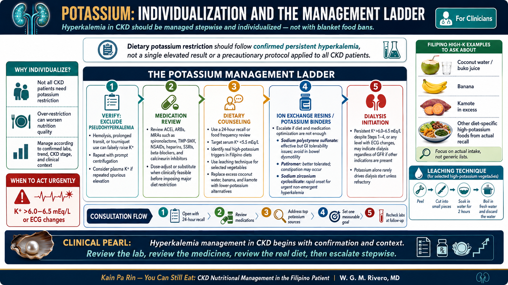 Potassium management ladder for CKD with step-by-step interventions