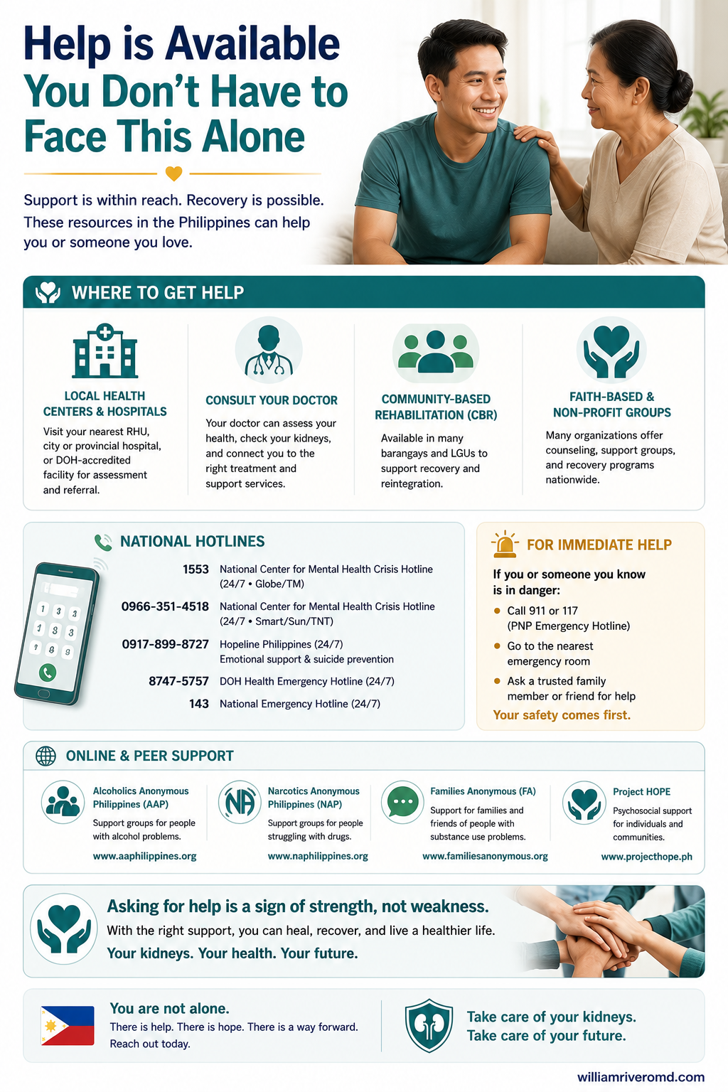 Resource card: where to get help for substance use in the Philippines.